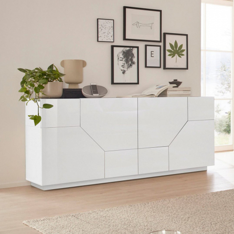 Dressoir 200x43cm keuken-woonkamer kast 4 vakken wit Hariett Aanbieding