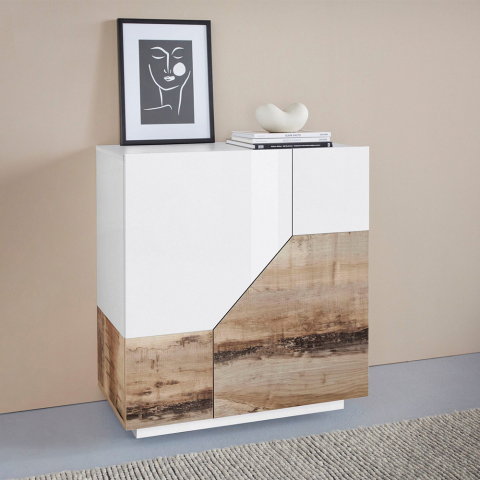Dressoir dressoir 80x43cm 2 vakken woonkamer keuken moderne kamer Adara Wood Aanbieding