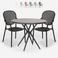 Outdoor set met ronde zwarte tafel 80x80 cm en 2 design stoelen Valet Dark Aanbieding