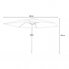 Achthoekige parasol 3x3 m met centrale paal Flamenco Karakteristieken