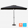 Zwarte rechthoekige tuinparasol met middenpaal 3x2 m Rios Dark Korting