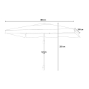 Zwarte rechthoekige tuinparasol met middenpaal 3x2 m Rios Dark Afmetingen