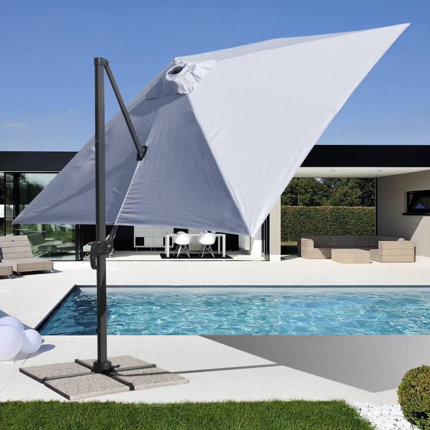 juni Beschrijvend Keizer Paradise Vierkante parasol 3x3 met zijarm en aluminium structuur