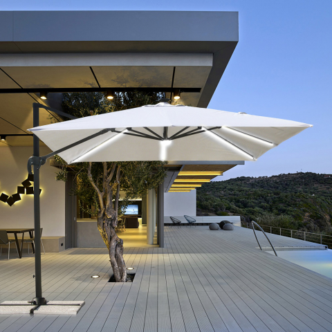 Tuin parasol vierkant met Led-zonnelicht 3x3 aluminium arm anti uv Paradise