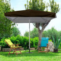 Vierkante aluminium parasol met centrale paal 3x3 meter Marte Brown  Verkoop