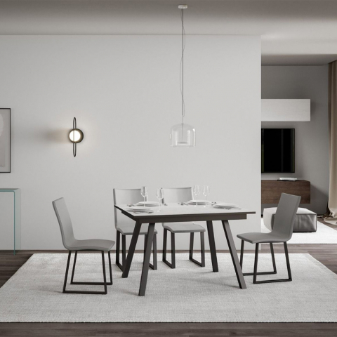 Uitschuifbare keuken eettafel 90x120-180cm wit design Mirhi