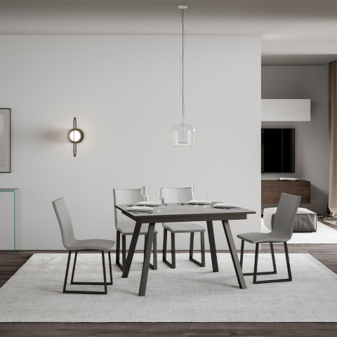 Uitschuifbare eettafel grijs 90x120-180cm keuken design Mirhi Concrete