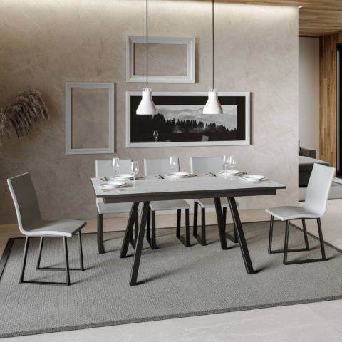 Uitschuifbare keuken eettafel 90x160-220cm wit design Mirhi Long