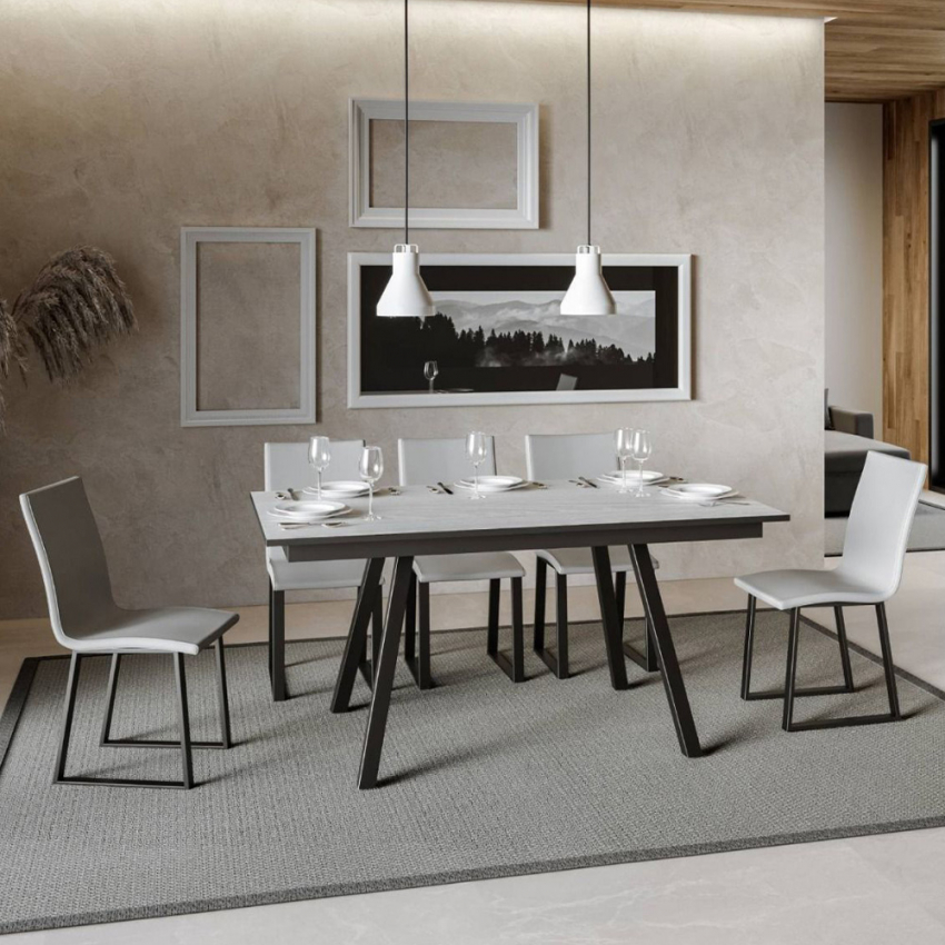 thema band Mus Mirhi Long Uitschuifbare keuken eettafel 90x160-220cm wit design