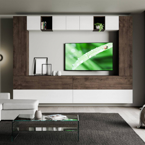 Modern wandmeubel tv-meubel opgehangen in wit hout A105