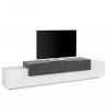 Design TV-meubel 240cm 4 vakken 3 deuren wit en leisteen Corona Low Ardesia Aanbod
