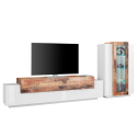 Woonkamermeubel met TV-meubel en vitrinekast wit hout Corona Aanbod