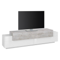 200cm design tv-meubel met 3 compartimenten Corona Low Bronx wit en betongrijs Aanbod