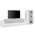 Woonkamer wandmeubel met TV-meubel en vitrinekast wit grijs Corona Aanbod