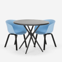 Ronde design tafel set 80cm zwart 2 stoelen Oden Black Afmetingen