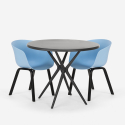 Set met ronde zwarte tafel 80 cm en 2 design stoelen Oden Black Afmetingen
