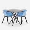 Set met ronde zwarte tafel 80 cm en 2 design stoelen Oden Black Afmetingen