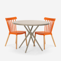 Set met ronde beige tafel 80 cm en 2 design stoelen Eskil Kosten