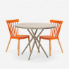 Set met ronde beige tafel 80 cm en 2 design stoelen Eskil Kosten