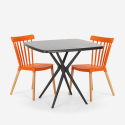Set van 2 moderne design stoelen en vierkant tafel 70x70cm Roslin Black Kosten