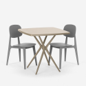 Moderne set met beige vierkante tafel 70x70 cm en 2 design stoelen Wade Kosten