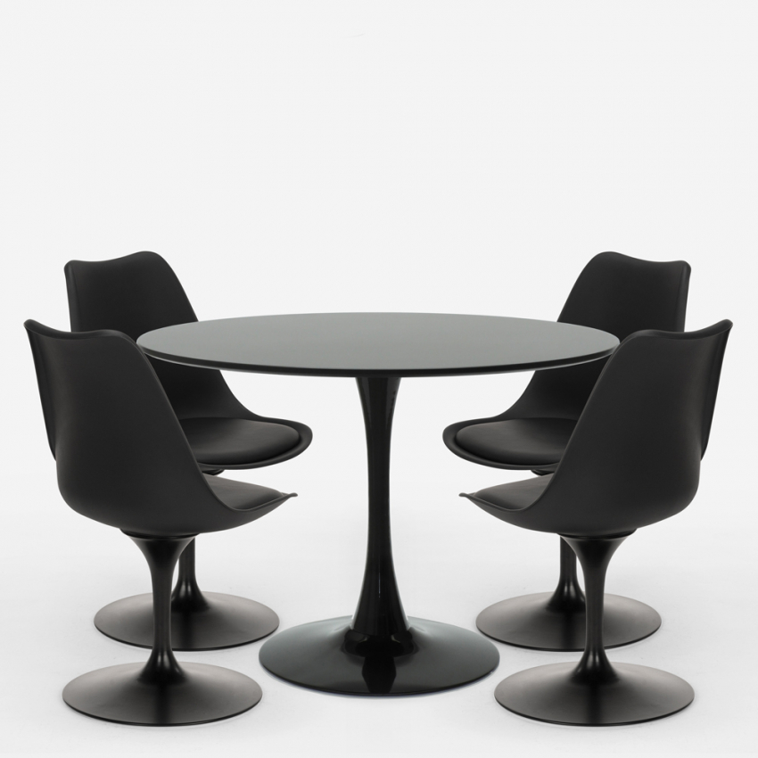 kussen Reis tiener Ross Set ronde tafel 100cm 4 stoelen design Tulip moderne Scandinavische  stijl