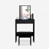 Zwarte make-up tafel met lade, spiegel en krukje Dalila Black Verkoop