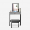 Make-up tafel grijs met spiegel, lade en krukje Dalila Grey Verkoop