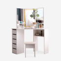 Make-up hoektafel met 3 LED spiegels, krukje en schuifladen Elettra Verkoop