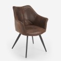 Gestoffeerde vintage kunstleren stoel Dohod Aanbieding