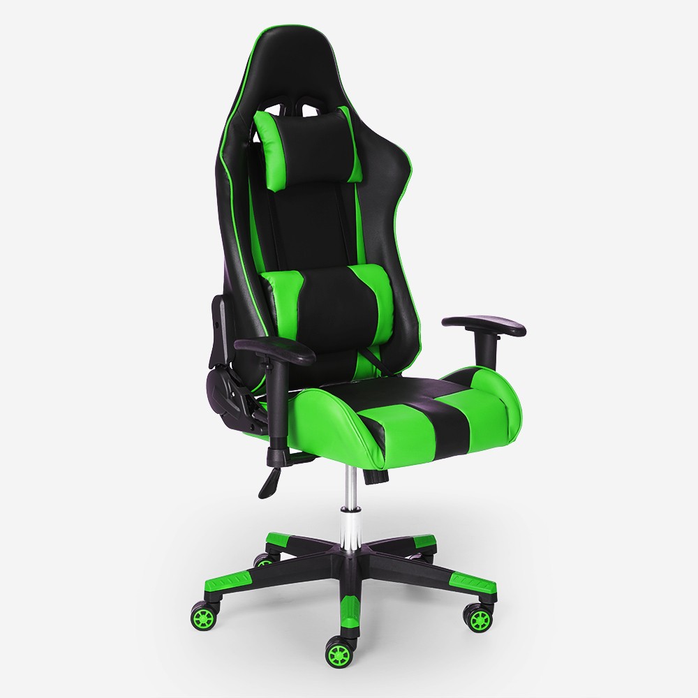 Ergonomische gamestoel met verstelbare armleuningen en kussens Adelaide Emerald