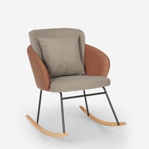 Schommelstoel moderne houten fauteuil woonkamer kussen Supoles