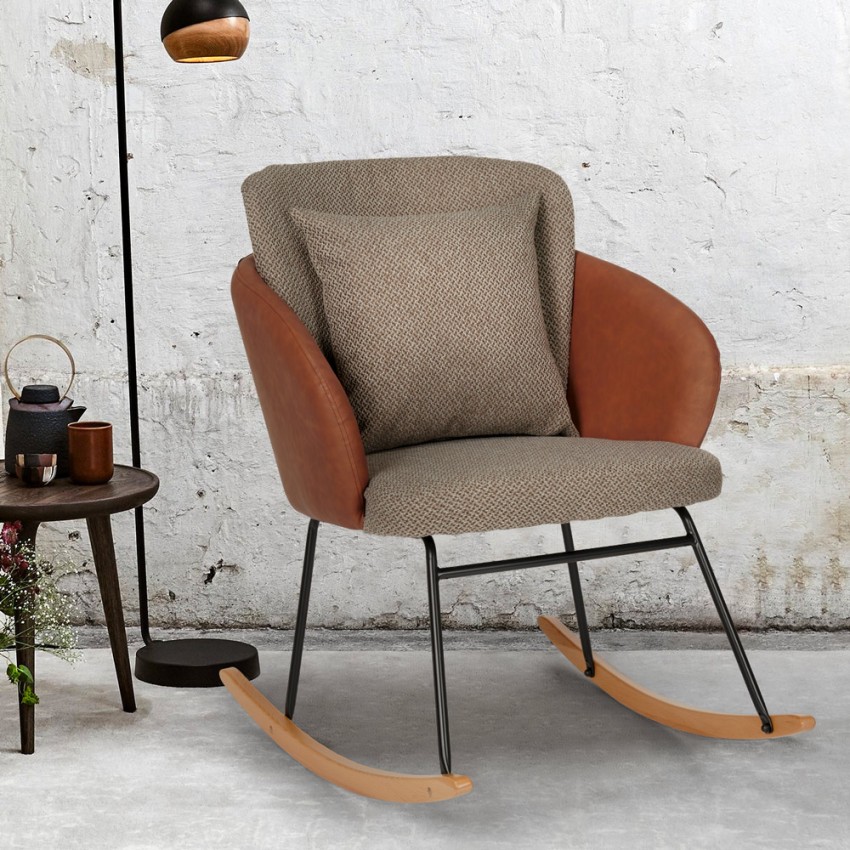 Symmetrie afwijzing zout Supoles Schommelstoel moderne houten fauteuil woonkamer kussen
