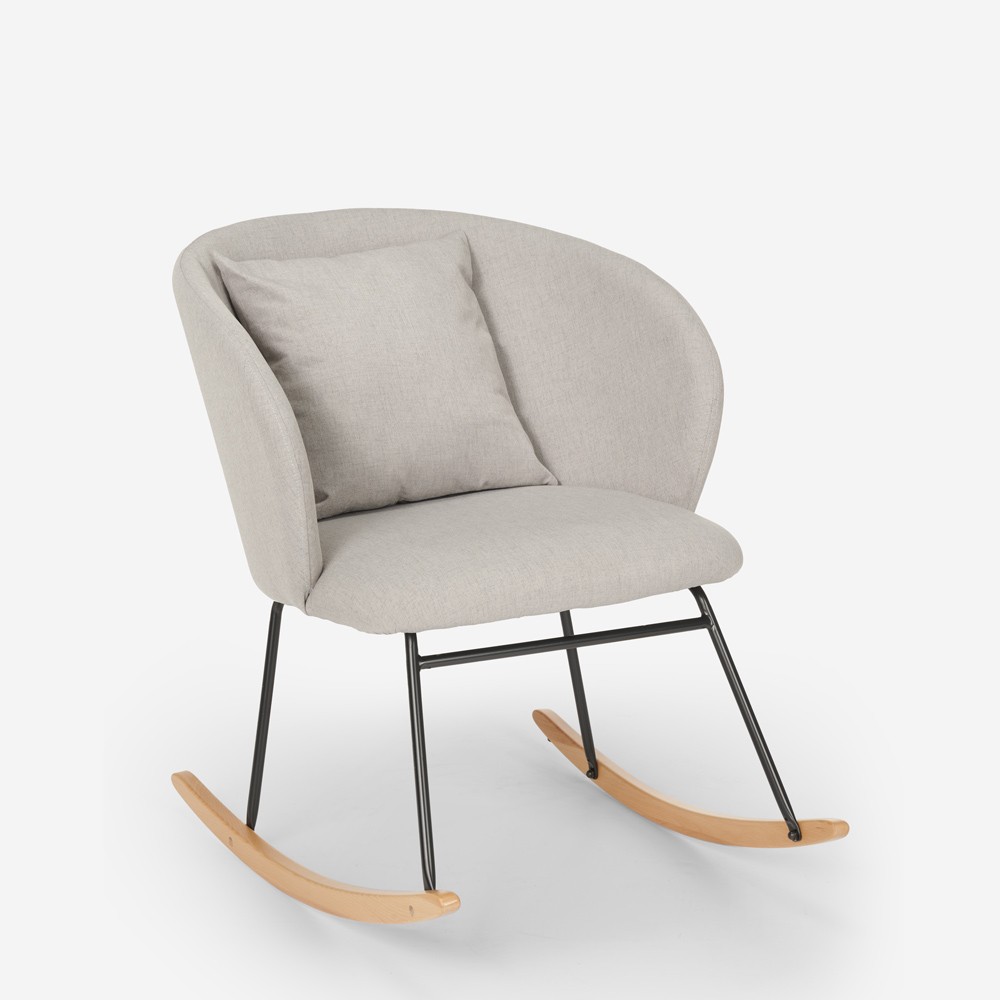 Moderne houten schommelstoel fauteuil met kussentje Houpa