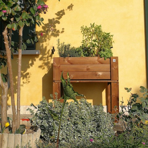 Hoge houten tuinbak voor balkon buitenterras 81x44x80cm