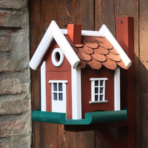 Vogelnest houten huis voor buitentuin Party Rosso