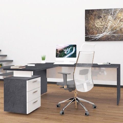 Modern corner desk 180x160 with 3 drawers New Selina Report Aanbieding