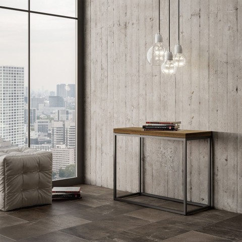 Uitschuifbare consoletafel 90 x 45-90 cm modern houten entreetafel Nordica Libra Oak Aanbieding