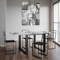 Uitschuifbare eettafel keuken 90 x 90-180 cm wit Tecno Libra Korting