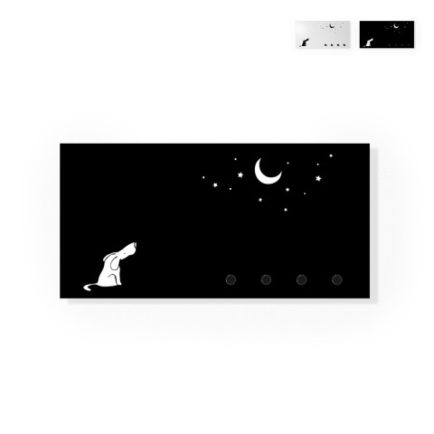 Moderne magnetische whiteboard-sleutelhouder muur Dog and Moon