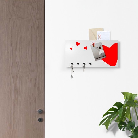 Moderne magnetische whiteboard-organizer sleutelhouder muur Heart