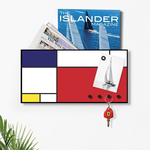 Moderne magnetische whiteboard-sleutelhouder muur Mondrian Aanbieding