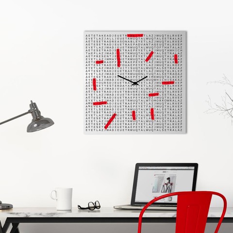 Moderne decoratieve vierkante wandklok woonkamer Crossword