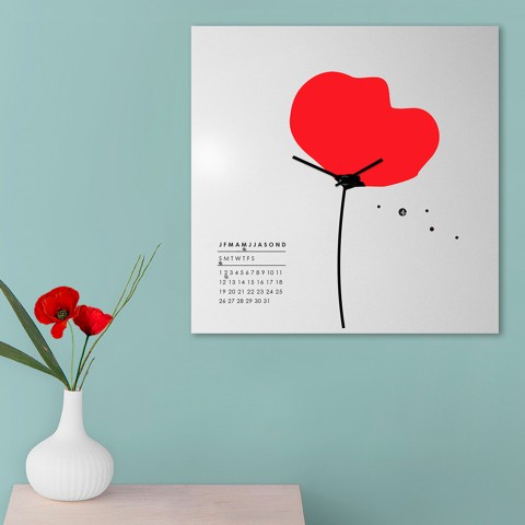 Vierkante kalender wandklok modern bloem design Papavero Aanbieding