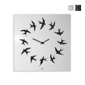 Vierkante wandklok 50 x 50 cm minimalistisch design zwaluwen Flock Aanbieding