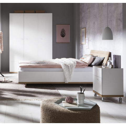 Eenpersoons bed voor Wit eik 90x200 cm Design Ludo