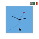 Vierkante wandklok modern design kleurrijke kunst Mirò Verkoop