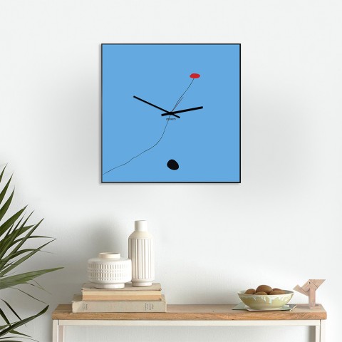 Vierkante wandklok modern design kleurrijke kunst Mirò Aanbieding