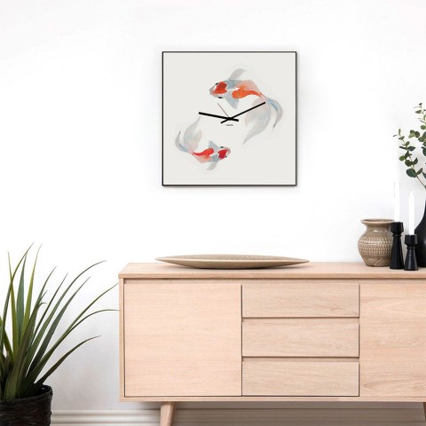 Japanse wandklok met modern design en Koi-vissen. Aanbieding
