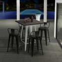 Hoge tafel in industriële stijl van staal en hout 60x60 cm Welded Verkoop